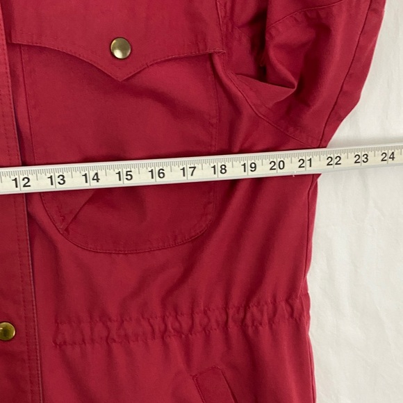 London Fog Hooded Jacket Red and Blue Utility Jacket Size 8 Reg Vintage - Picture 12 of 13